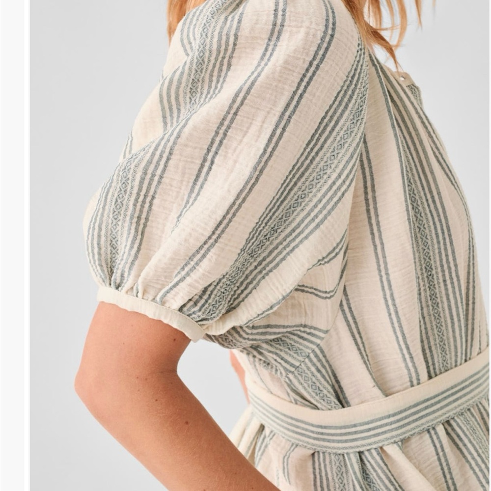 FAHERTY Carmel Dream Stripe Organic Cotton Gauze Dress Size Small